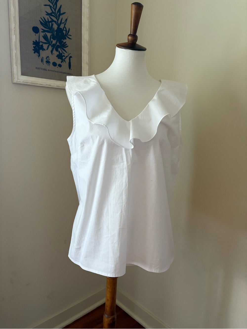 NWT J. Crew White Ruffle V-Neck Sleeveless Top